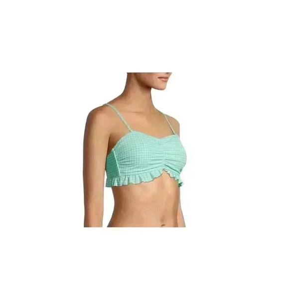 No Boundaries Aqua Mint Gingham Swim Top Size Junior Large - Picture 1 of 7